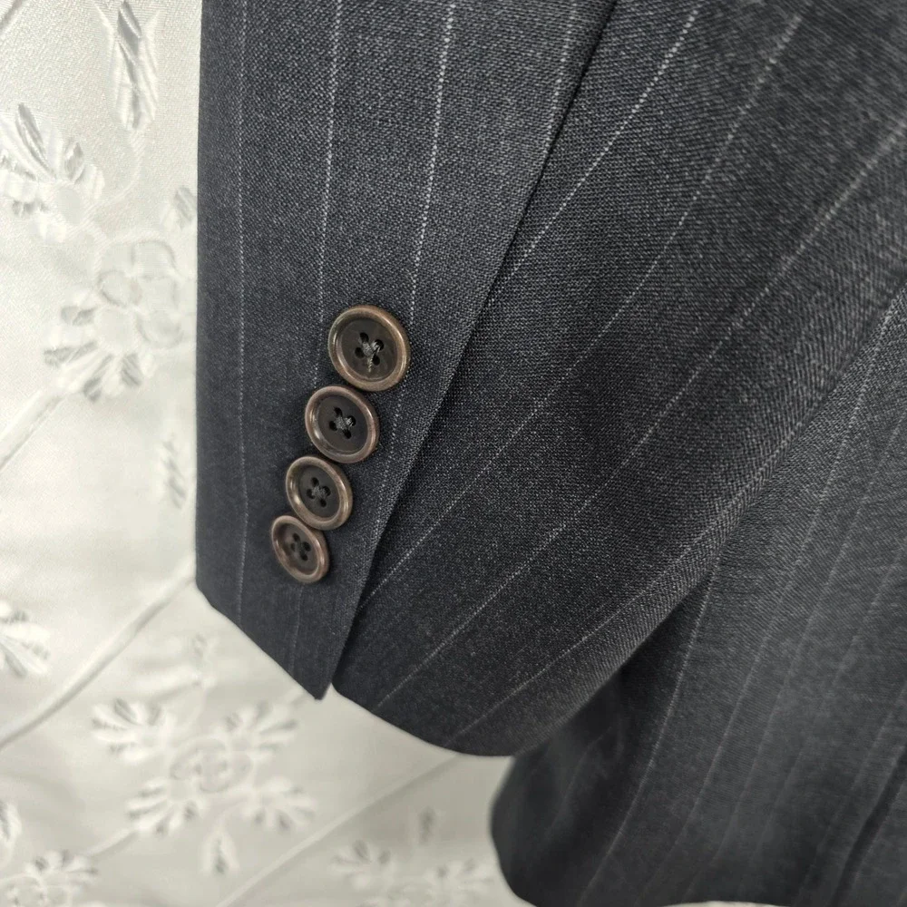 Brooks Brothers‎ Blazer Suit Jacket 346 Mens 44 LG Pinstripe Wool Blend Stretch